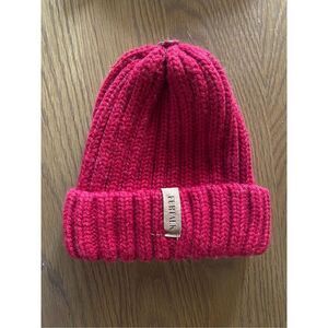 Furtalk red ribbed knit beanie hat